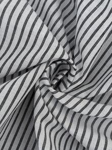 Elaquor 大码女式条纹单排扣背心和短裤休闲宽松两件套 - 黑與白 - 查看 8