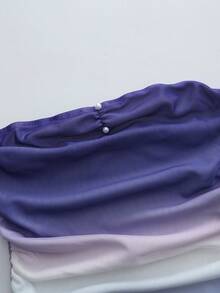 Bluhae Millennium Print Pattern Sleeveless Asymmetrical Hem Crop Top, Suitable For Summer Beach Vacation - Purple - View 4