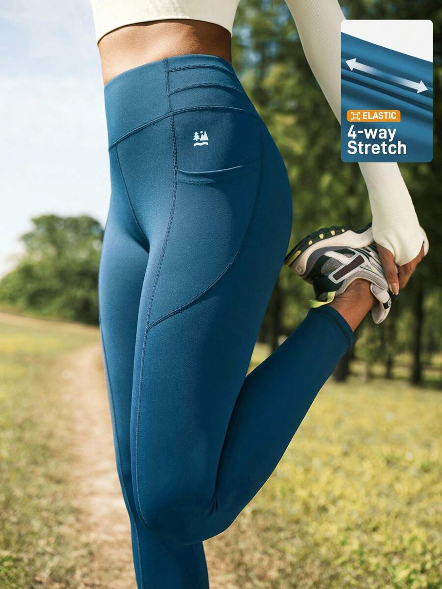 SHEIN In My Nature Quần legging nữ màu trơn cạp cao mặc ngoài trời