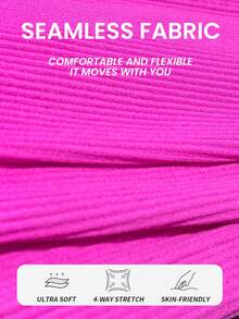 Slayform Seamless Fuchsia & White Sports Jumpsuit Gym Jumpsuit For Women Seamless Workout Jumpsuit - Hot Pink - View 8