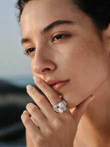 Opalesca Ocean Vacation Wind Ring,Premium/Elegant/Classy/Dailywear/Minimalist,Pearl/Crystal,Summer/Beach/Prom/Party/Holiday/Vacation,Engagement/Wedding/Promise,Bride,Heart/Floral,Fairycore/Mermaid Core,18K Gold-Plated - Silver - View 5