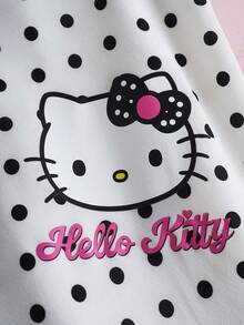 HELLO KITTY AND FRIENDS | SHEIN Women's Polka Dot Pattern Fishtail Hem Fashionable Midi Skirt - White - View 5