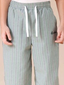 SUMWON Boys Barrel Stripe Drawstring Jogger Pants With Elastic Ankle Cuffs And Side Pockets Casual Vacation - Green - View 6