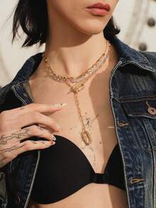 Glisma 18K Gold Plated Zirconia Chain Pendant Necklace - Yellow Gold - View 7