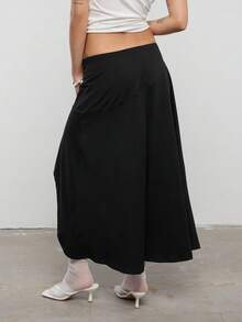COUREZ Asymmetric Hem Low Waist Midi Skirt/Y2K Spring Clothes For Women Cute Sexy Skirts For Women Going Out Party Rave Festival Outfits Summer Skirts Summer Outfits - Black - View 3