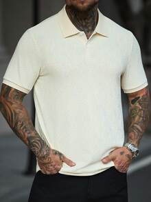 Manfinity CasualCool 男士短袖纹理面料 Polo 衫，适合居家、外出和办公穿着。奶油色 Polo 衫，男士休闲上衣，男士高尔夫球衫，男士 Polo 衫，男装，日常休闲，周末旅行，远足，轻松的工作环境，男友/丈夫礼物，周年纪念/生日礼物，派对，夏季假期，老钱，婚礼，男士纹理 Polo 衫，休闲通勤 Polo 衫。 - 淡黃色 - 查看 6