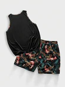 Ensemble débardeur et short imprimé tropical décontracté grande taille pour hommes EASEVO - Multicolore - Voir 6