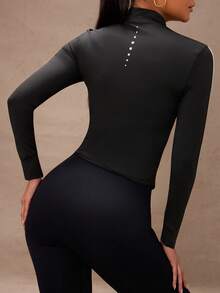 Lumalex 撞色饰边立领修身运动夹克 - 黑色 - 查看 5