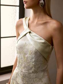 MOTF Soiréza VESTIDO ELEGANTE LARGO Y AJUSTADO DE SATÉN JACQUARD PARA MUJERES, ADECUADO PARA OCASIONES FORMALES - Multicolor - Ver 2