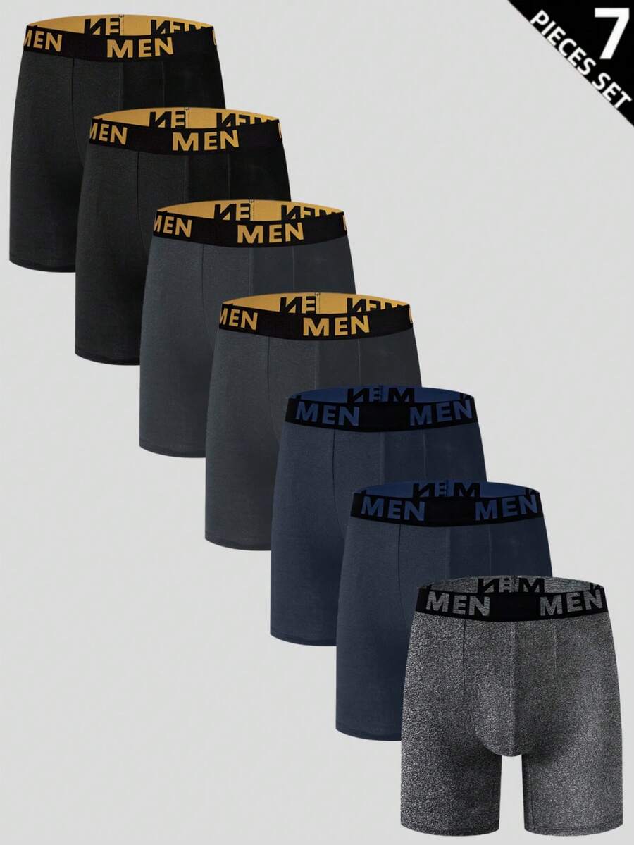 Manfinity Underwear&Sleepwear Basics 7件套男士字母腰带休闲平角内裤 - 彩色 - 查看 1