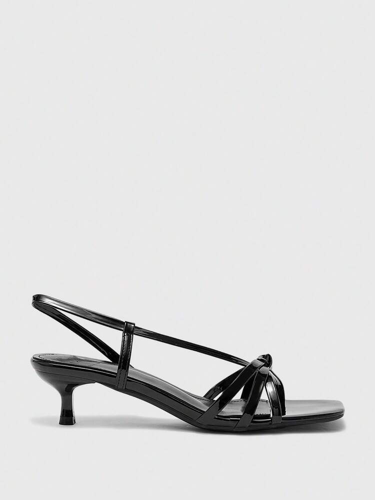 CUCCOO BIZCHIC Women Shoes Spring And Summer New Black Thin Strip With Open Toe Women's Middle Heel Sandals Simple Fashion Comfortable Daily Versatile Commuter Women's Sandals Women's Shoes