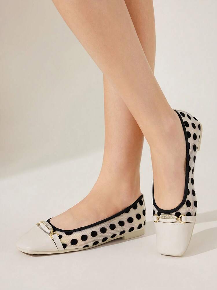 CUCCOO CHICEST Square Toe Loafers, Soft Sole Mesh Fashionable Elegant Versatile Comfortable Slip-On Flat Beige Shoes Wedding Shoes Spring Shoes Bride Shoes