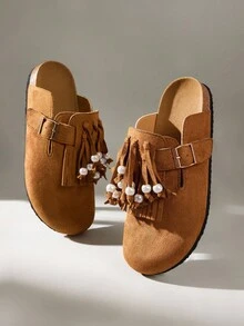Solecia Women's Tassel Design Casual Versatile Flat Shoes - Brown - View 3