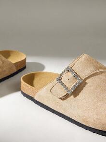 Solecia 女士休闲穆勒鞋，搭扣设计，百搭日常穿着 - 駝色 - 查看 5