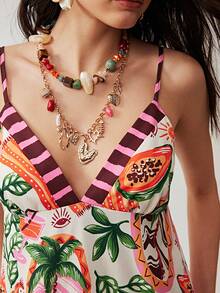 Soleia Women's Tropical Print Sleeveless Dress, Casual Holiday Wear - Multicolor - View 8