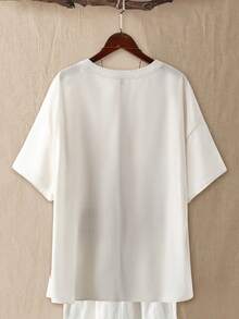 Linhara Áo kiểu nữ cỡ lớn in họa tiết, phong cách thường ngày lãng mạn, phù hợp cho hẹn hò, du lịch và đi làm. - Nhiều màu - Xem 2