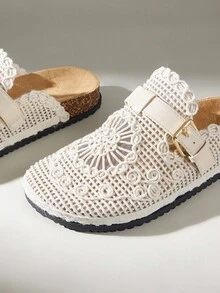 Solecia Women's Casual Slip-On Mule Shoes With Buckle Design, Versatile For Daily Wear - Apricot - View 5