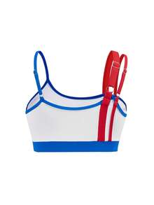 Cheerettes Women's Cheerleading Contrast Color Sports Bra  Color Block Sports Bra Cute Sports Bras Swim Top Cheerleader Top  All Seasons Summer Spring Fall Winter - Red and White - View 2