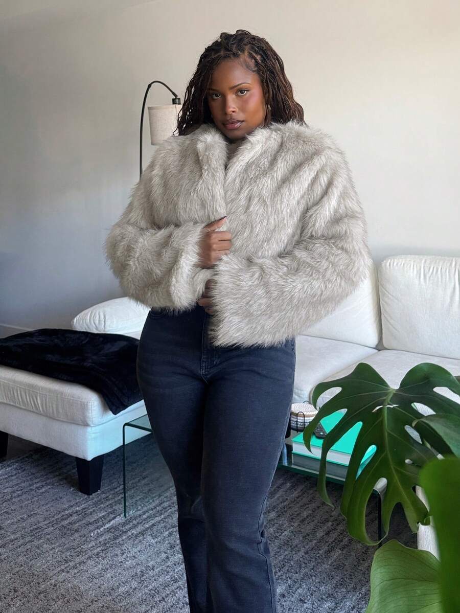 Tyla Gomez 女士浅灰色长袖休闲羽绒服，秋冬时尚女装 - 淺灰色 - 查看 1