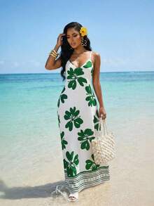 SHEIN Lady 女士印花优雅连衣裙，适合夏季度假沙滩装、休闲连衣裙、绿色连衣裙、印花连衣裙、优雅长裙、夏威夷风情连衣裙、夏威夷风情连衣裙、加勒比海度假装、性感度假连衣裙、夏威夷连衣裙、绿白连衣裙、海岛风情连衣裙、棕榈树连衣裙、女士长款连衣裙、夏季连衣裙、度假装、女士休闲连衣裙、Zanzea 女士连衣裙、XS 码女士连衣裙、裹身连衣裙、Ycv9w 女士连衣裙折扣码、夏威夷风情连衣裙、海岛风情连衣裙 - 彩色 - 查看 5