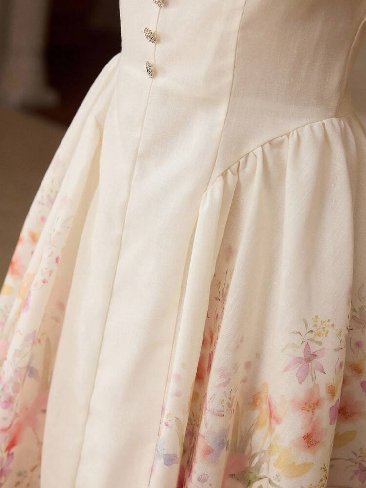 WOMEN'S ROMANTIC FLORAL PRINTED SHORT DRESS