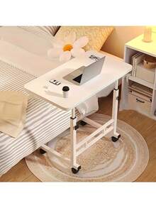 Bàn làm việc đứng có thể điều chỉnh độ cao, có bánh xe, khung sắt chắc chắn, bàn làm việc tại nhà rộng rãi, phù hợp sử dụng trên ghế sofa - Mặt bàn bằng gỗ màu trắng, bề mặt được sơn. - Nhiều màu - Xem 2