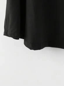 EMERY ROSE Klassisches schwarzes V-Ausschnitt Kurzarm T-Shirt + schwarze Basis mit weißem Blume Muster, modischer Lässig Alltags-Look, Große Größen 2er Set, Frühling/Sommer - Schwarz - Übersicht 5