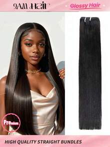 14-28Inch Luxury Straight Human Hair Bundles Virgin Hair Extension High Grade Real Double Weft Hair Weave 1pc High Gloss Long Lifespan Hair Daily & Salon Quality Use Soft & Silky Premium Invisible Hair Extensions - Natural Black - View 2