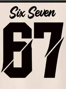 SHEIN Coolqubz Bộ 2 món cho bé trai, phong cách thường ngày, sáng tạo, cá tính, tươi mới, cao cấp, đơn giản, in số 67 sọc đen trắng và khẩu hiệu chữ cái, kiểu dáng thoải mái, thích hợp mặc hàng ngày, mùa xuân, hè, thu. - Nhiều màu - Xem 4