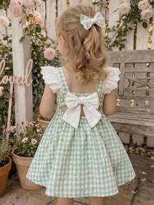 SHEIN Babygirl Cute Sweet Plaid Ruffle Patchwork Dress - Multicolor - View 1