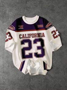 Attitoon 95%纯棉女士Y2K街头风圆领针织T恤，23号，针织风格，街头风，复古，返校季，秋季，女士休闲，秋冬，嘻哈 - 彩色 - 查看 6