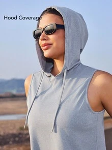OutZeal Trang phục mùa hè cho nữ: Áo tank top ngoài trời, thích hợp chạy bộ, leo núi, cắm trại, chất liệu mềm mại như lụa, thiết kế xếp ly chéo lưng. - Màu xanh bụi bặm - Xem 4