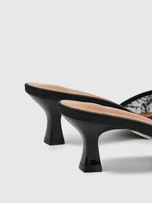 Sleekvia Summer New Belt Wear High-Heeled Women's Slippers - Black - View 5