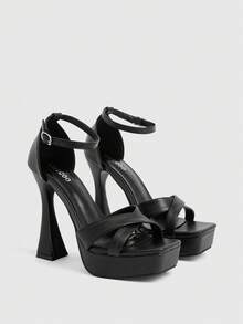 CUCCOO LuxiPop Women Heeled Sandals - Black - View 3