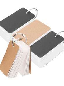 4PCS, White Hard Card Sms Small Card High Punched Learning Paper Card, With Iron Ring Web Greeting Index Card, Stainless Steel Binder Blank Bookmark Card, 100 Blank Card Paper, Used For Note Taking And Office Work, Memory Learning Office Supplies Learning Note Card, Multiple Colors - Multicolor - View 7