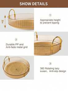 Rotating Cosmetics Storage Rack, 360 ° Rotating Skincare Product Storage Rack, Bathroom Storage Rack, Adjustable Layer Makeup Storage Slouchy Wheel Makeup Storage Rack, Suitable For Dressing Table And Bathroom, Yellow - Champagne - View 7