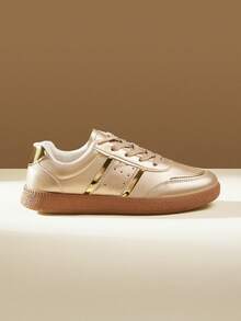 CUCCOO EASI Women's Round Toe Casual Versatile Sneakers - Champagne - View 2