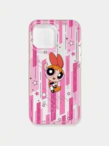 THE POWERPUFF GIRLS X SHEIN Y2K 复古风飞天小女警花花手机壳，可爱卡通粉色条纹星星印花，透明粉色边框软壳，双层防震保护套，情人节礼物及女孩节装扮，兼容 iPhone 17 Pro、iPhone 16、iPhone 16 Plus、iPhone 13、iPhone 12 和 iPhone 17 Pro Max。手机/手机配件 - 無色 - 查看 8
