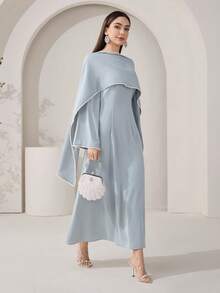 Veilorie Women's Elegant Party Beaded Decorated Arabic Style Dress - Mint Blue - View 4