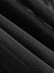 SuitURBody 女士纯色圆领无袖网眼紧身性感睡袍娃娃裙内衣外衣外出 - 黑色 - 查看 7