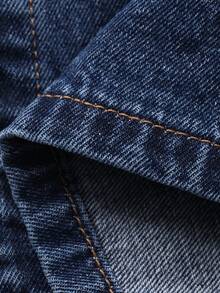 Livesso Áo sơ mi denim không tay dáng rộng dành cho nữ có cổ - Màu xanh lam - Xem 3