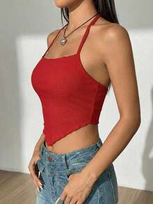 DUKEZA Top ajustada de color rojo  para el verano - Rojo - Ver 3