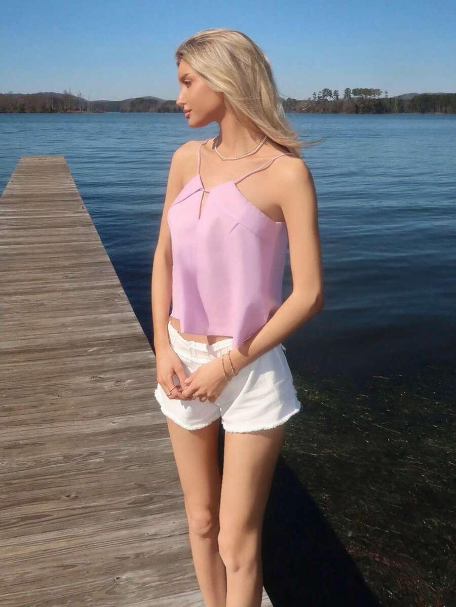 Sydney Algeri Women's Casual Sleeveless Camisole, Sexy & Comfortable For Summer Y2k - Pink - View 1