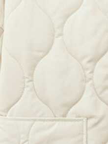 Comfortcana 女士象牙色立领菱形格口袋长袖棉衣，冬季服装 - 杏色 - 查看 4