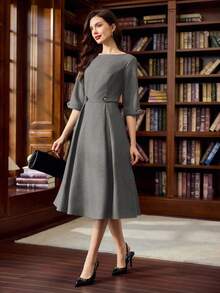 Women Midi Dresses - Dark Grey - View 5