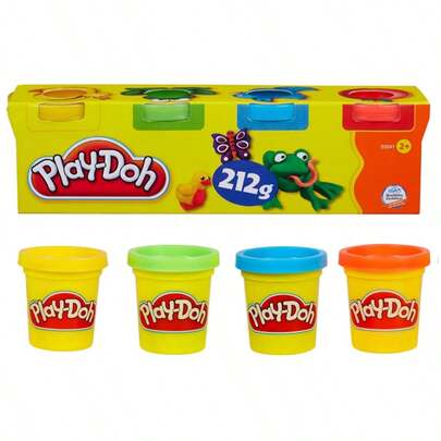 Hasbro 四色橡皮泥套装，212克，柔软易塑形，DIY艺术材料，创意游戏之选，色彩鲜艳，可塑性强，课堂活动用品，礼品之选