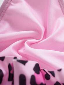 HELLO KITTY AND FRIENDS | SHEIN 少女卡通豹纹比基尼泳装 - 粉色 - 查看 7