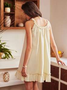Bohemian Style Spaghetti Strap Women's Nightgown - Khaki - View 2