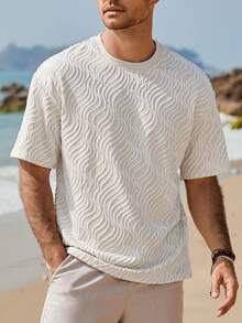 VENTUSAIL 男士休闲宽松圆领短袖T恤，百搭夏季沙滩T恤，白色/米色可选，适合各种场合，如日常休闲、周末旅行、户外活动、探险旅行、轻松的工作环境或半正式场合，也可作为男友/丈夫礼物、周年纪念/生日礼物、派对、夏季假期、婚礼以及春夏季节的礼物。 - 杏色 - 查看 6