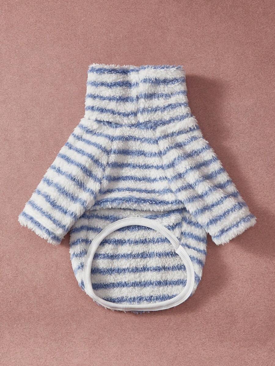 PETSIN Pawparrel 1pc Pet Autumn/Winter Double Sided Plush Elastic Comfortable Warm Stripe Fabric High Neck Dog Sweatshirt - Multicolor - View 1